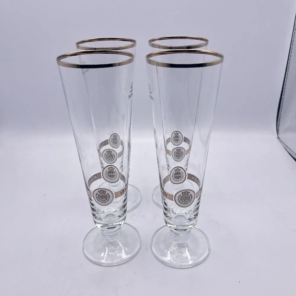 Vintage German 8” .2L Warsteiner pilsner Glasses